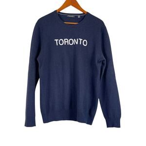 Saks Fifth Avenue Navy Blue 100% 2-Ply Cashmere Toronto Long Sleeve Sweater M